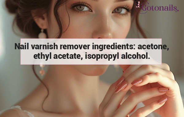 Nail varnish remover ingredients: acetone, ethyl acetate, isopropyl alcohol.